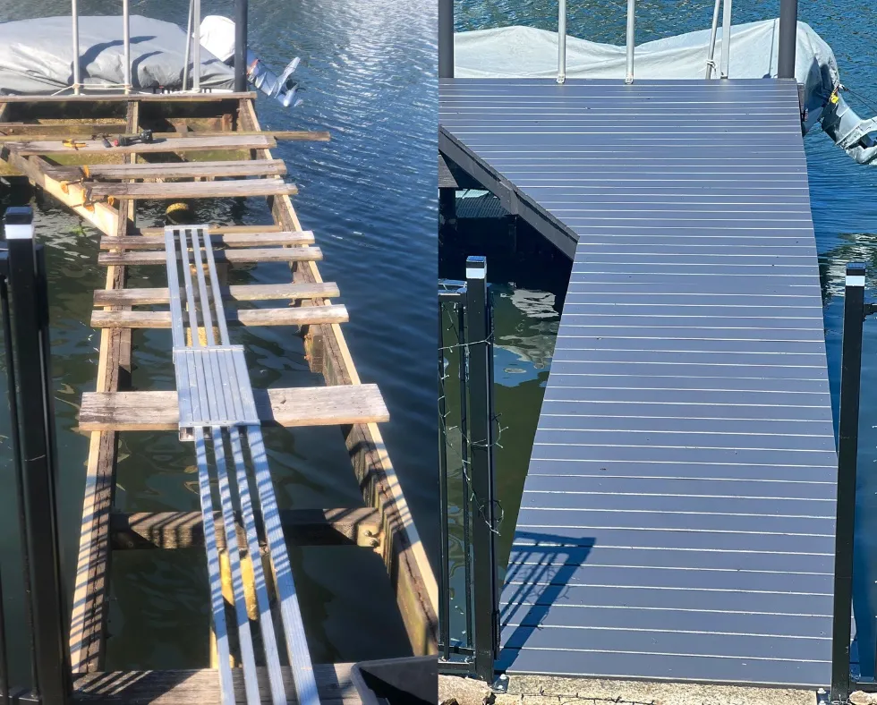 Pontoon rebuild — before and after