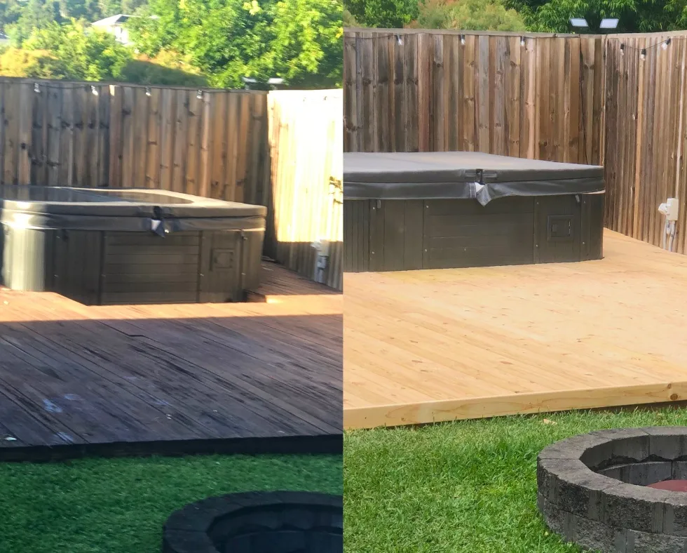 Spa deck restoration — before and after
